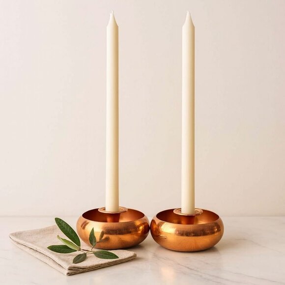 MCM Copper Taper Candleholders Set of 2 Vintage Minimalist Retro Home Decor - Picture 1 of 16